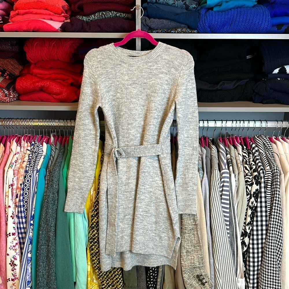 Mossimo Supply Co gray/white heathered long sleeve crew neck sweater dress XS